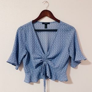Forever 21 Ruched Polka Dot Top